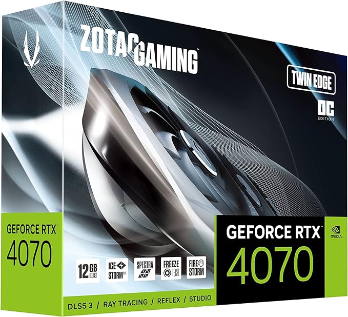 ZOTAC Gaming GeForce RTX 4070 Twin Edge OC DLSS 3 12GB GDDR6X 192-bit 21 Gbps PCIE 4.0 Compact Gaming Graphics Card, IceStorm 2.0 Advanced Cooling, Spectra RGB Lighting, ZT-D40700H-10M