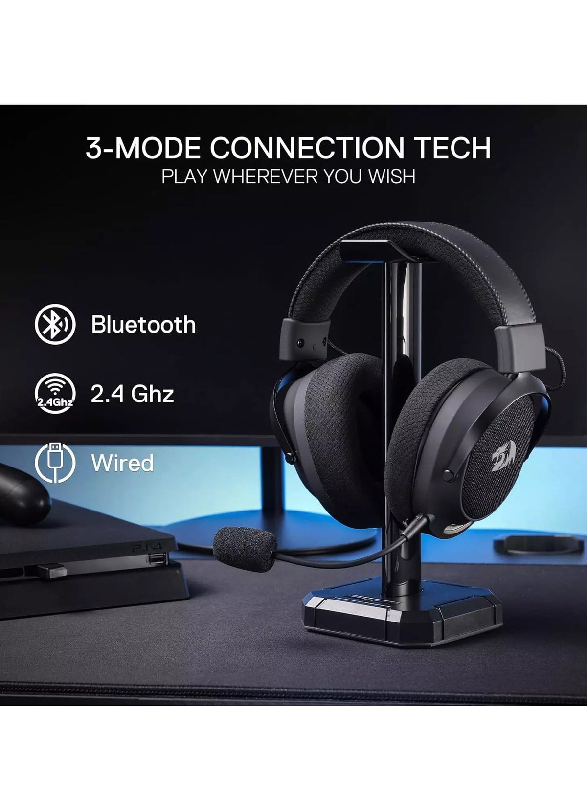 Wireless Gaming Headset H858 with 3-Mode , 7.1 Surround Sound, 53 mm Drivers for phone and PC
