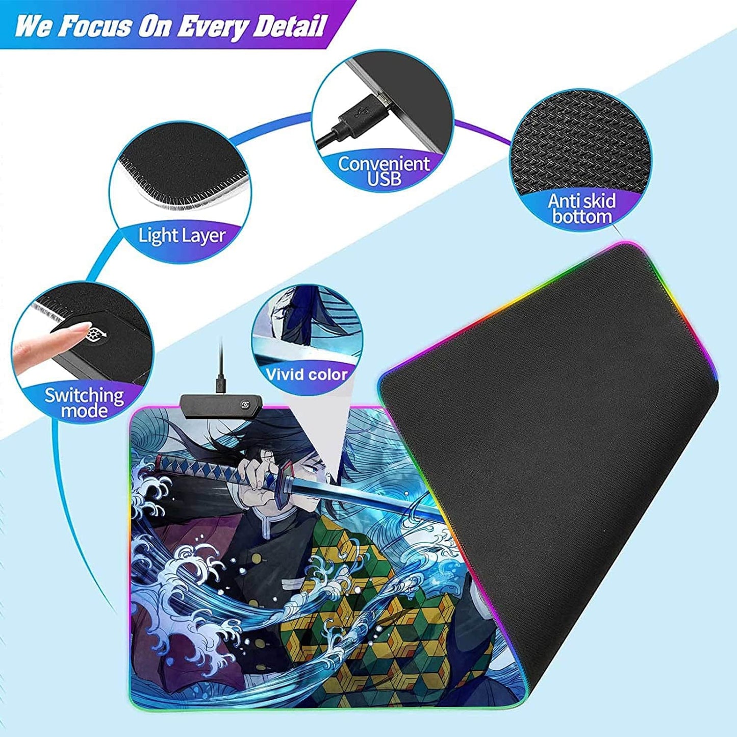 Giyu Sword RGB Gaming Mouse Pad – 80×30CM