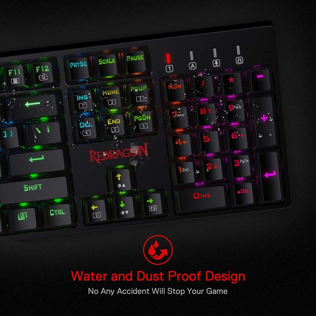 Redragon K582 RGB SURARA Mechanical Gaming Keyboard, Red Switches Linear and Quiet