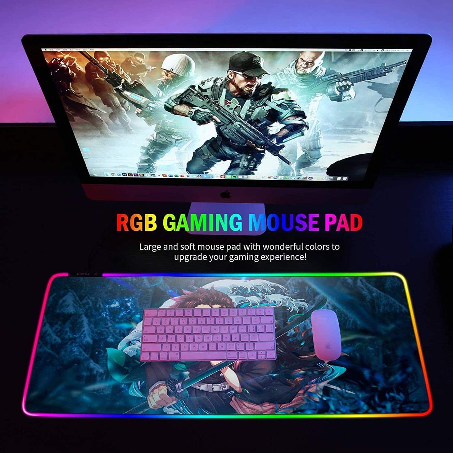 Demon Slayer RGB Gaming Mouse Pad – 80×30 CM