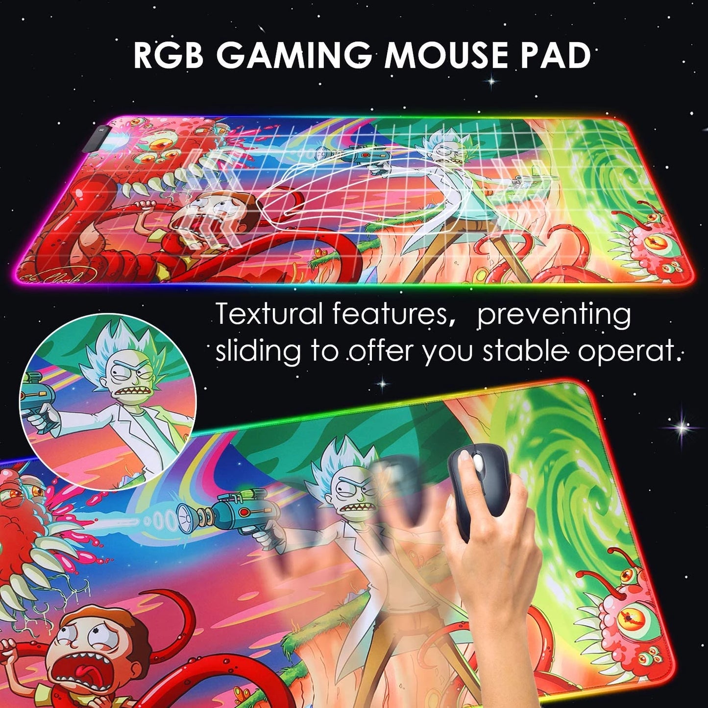 Rick and Morty 2 RGB Gaming Mouse Pad – 80×30 CM