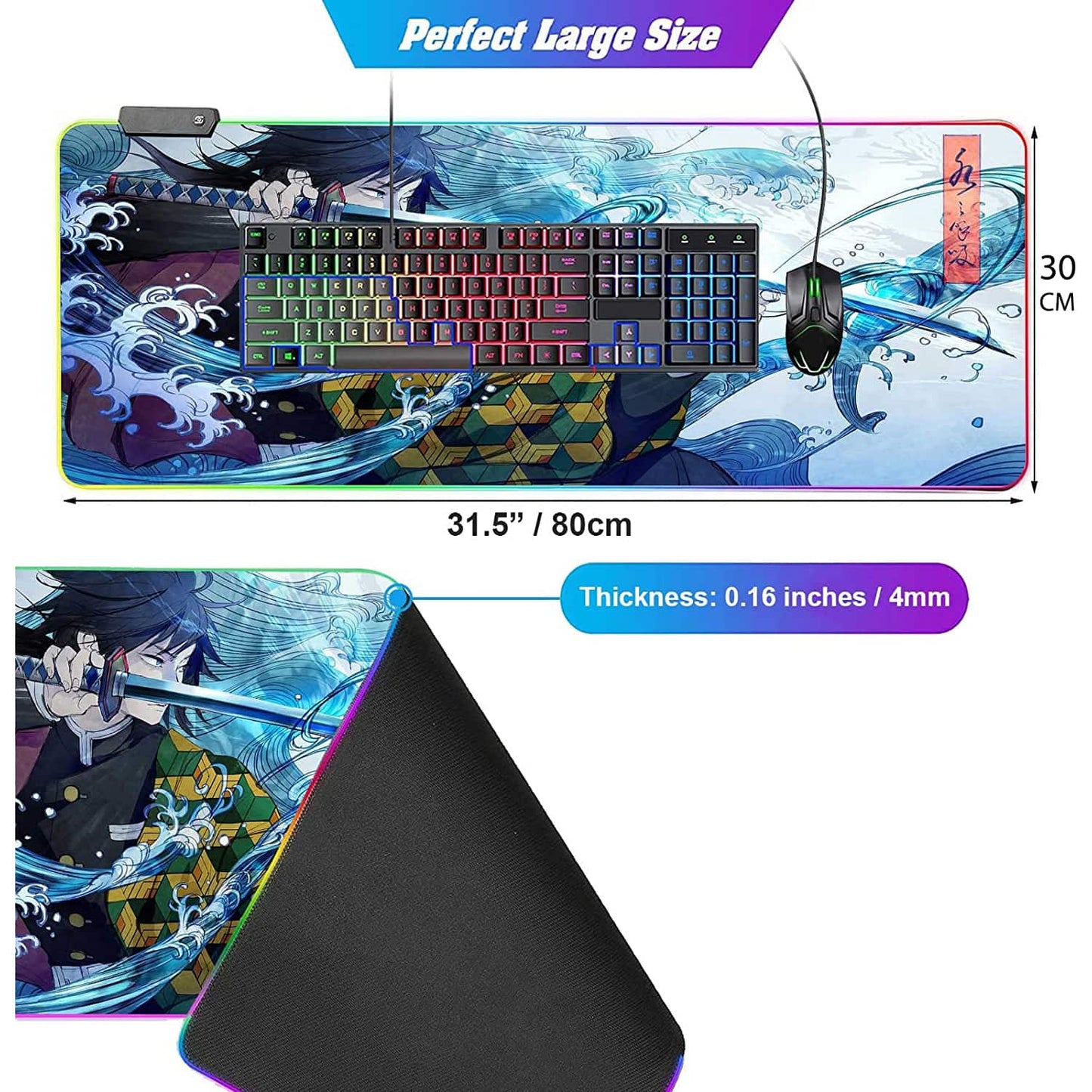 Giyu Sword RGB Gaming Mouse Pad – 80×30CM