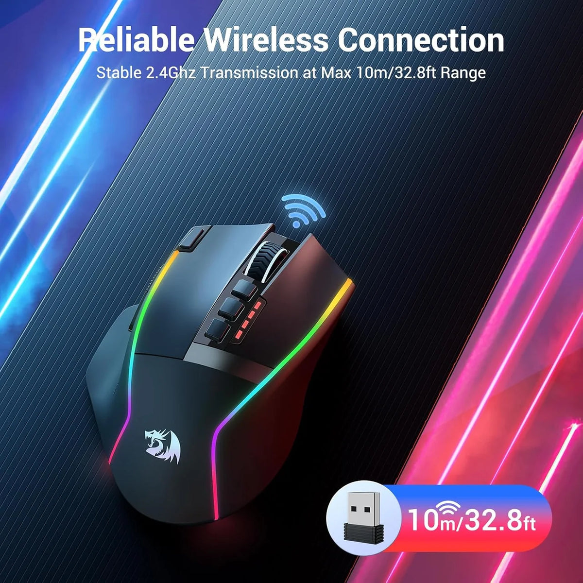 Redragon M915WL Wireless Gaming Mouse 16000 DPI 170H Battery Multicolour
