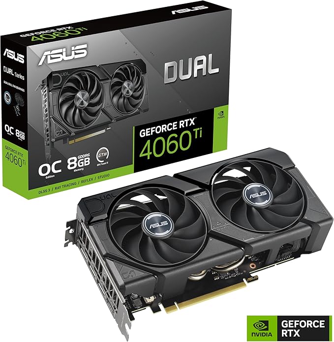 ASUS DUAL-RTX4060TI-O8G-EVO NVIDIA GeForce RTX 4060 TI-8G 8GB GDDR6 128bit 2595MHz OC HDMI 3xDP DLSS3 Graphics Card