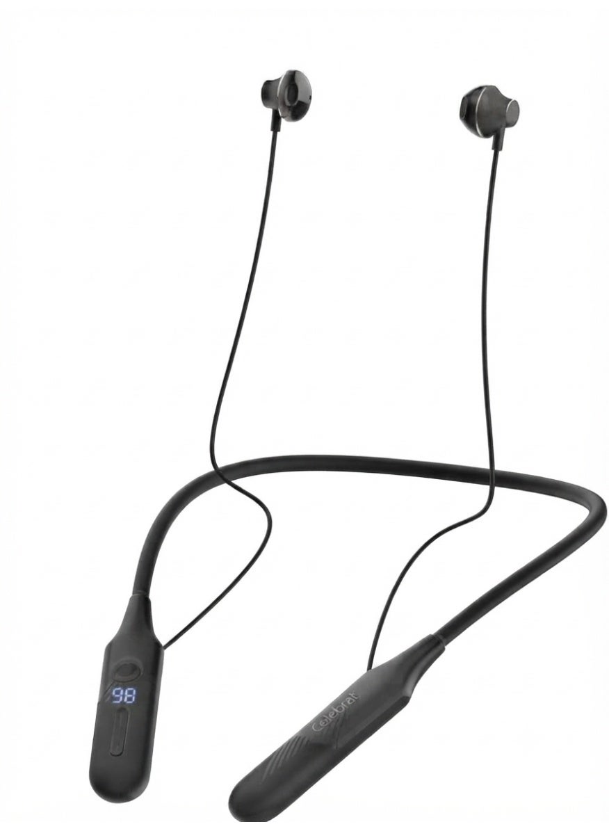 ST-A64 Wireless Neckband Earphones, Bluetooth Sports Headphones with HD Stereo Bass Sound, LED Battery Display, Magnetic