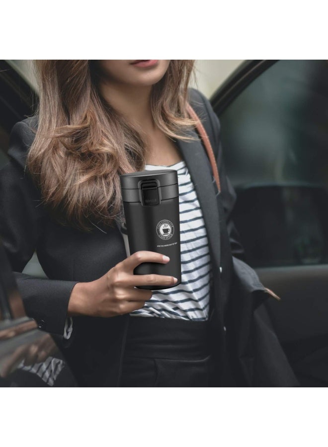 Insulated Travel Coffee Mug 300ml , Double Wall Vacuum Stainless Steel Tumbler with One-Click Leak Proof Lid, Hot & Cold