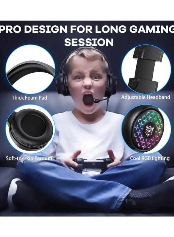 Professional Gaming Headset X7 Pro with High-Quality Stereo Sound, Adjustable Microphone with Noise Isolation, RGB Light