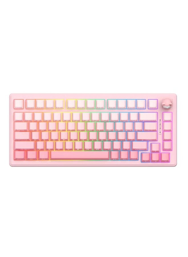 لوحة مفاتيح MT707 الميكانيكية للألعاب، ثلاثية الأوضاع، بإضاءة RGB، مزودة بـ 81 مفتاحًا، ومقبض تحكم على شكل دمية، وهيكل ت