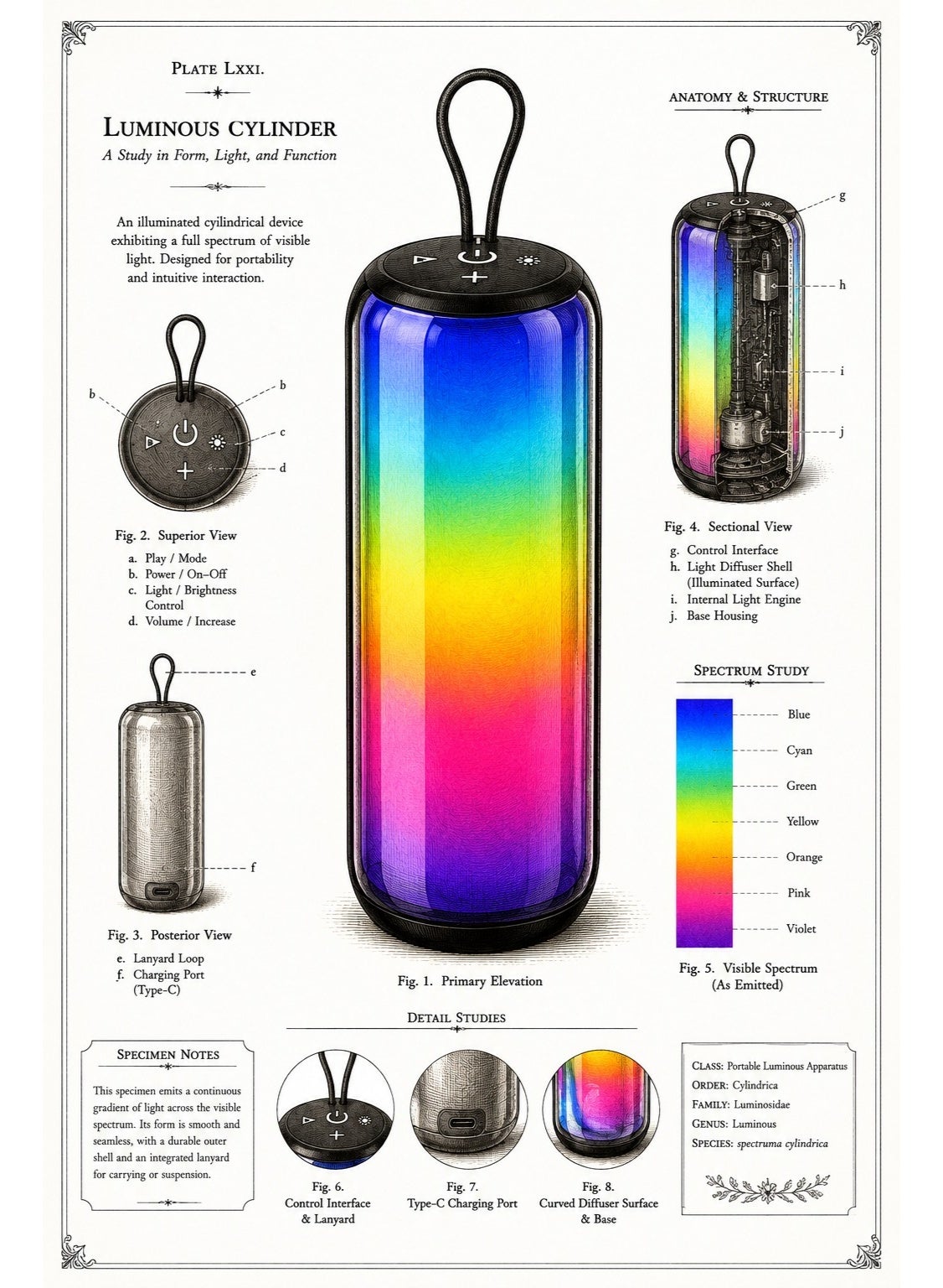 I510 Portable Wireless Bluetooth Speaker – Stereo Bass Subwoofer Sound, RGB LED Light, 1200mAh Rechargeable Battery, USB
