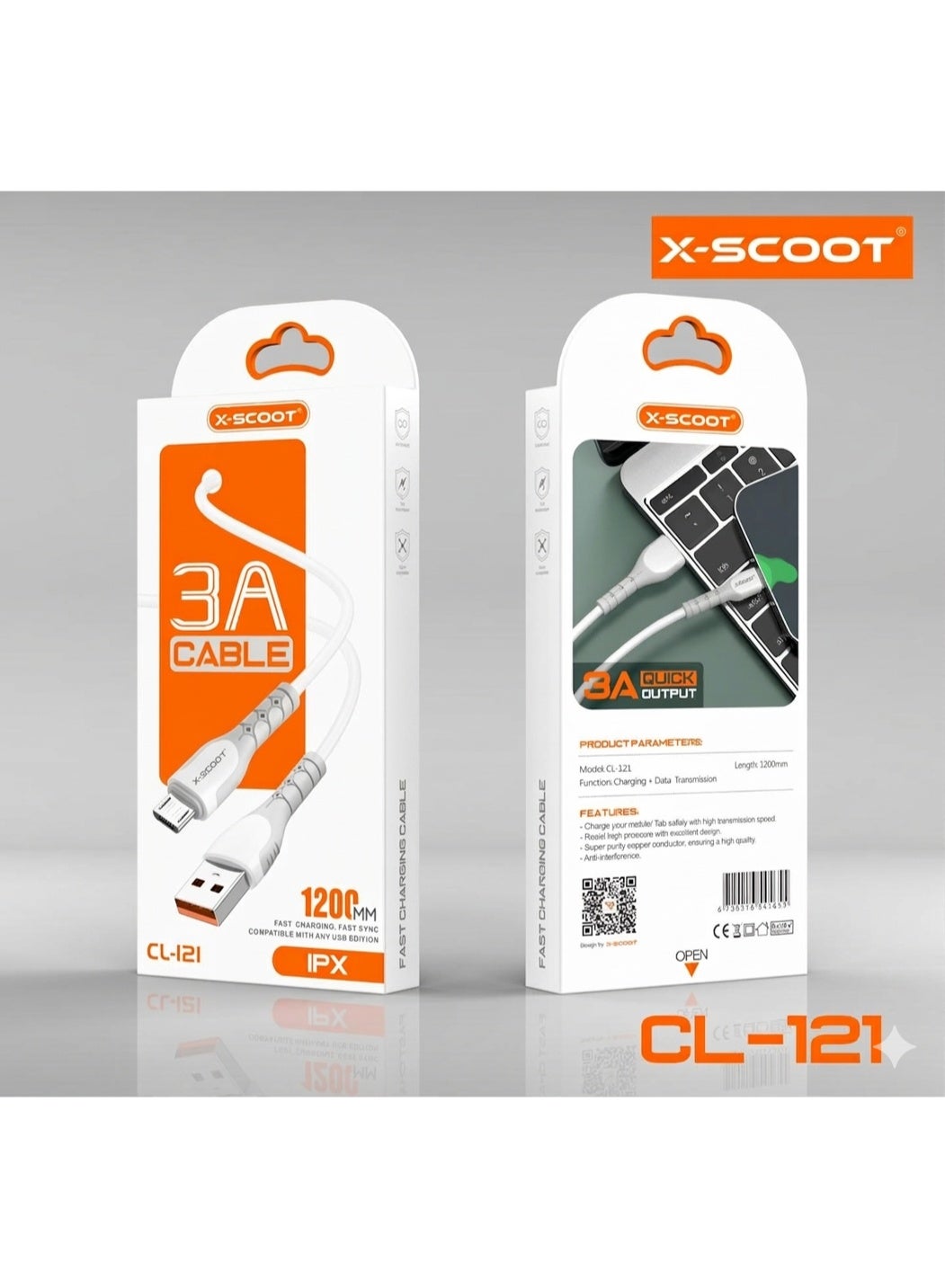 كابل شحن سريع X-SCOOT منفذ