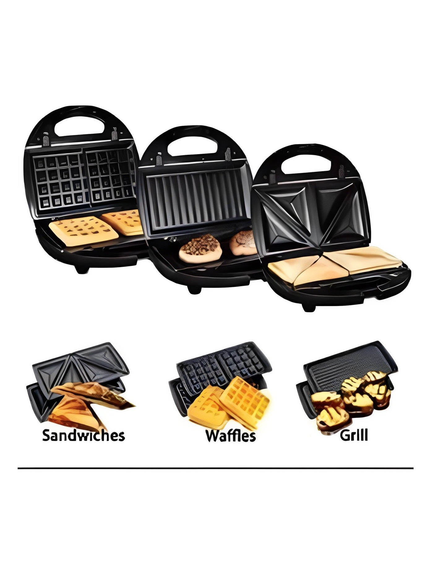 RAF Sandwich maker, fast, multi-functional, 3 Slices , 1200 Watt , black, model R.213