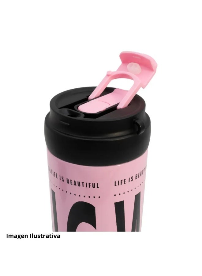Modern Portable Thermal Tumbler with Sliding Lid – Sleek Design with Inspirational Message Compact Travel Mug with Secur