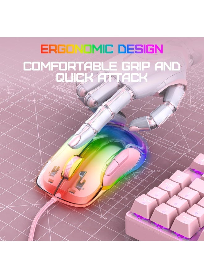 RGB Wired Gaming Mouse with 12800 DPI Optical Sensor, 8 Programmable Macro Buttons, Customizable Software, Ergonomic Lig