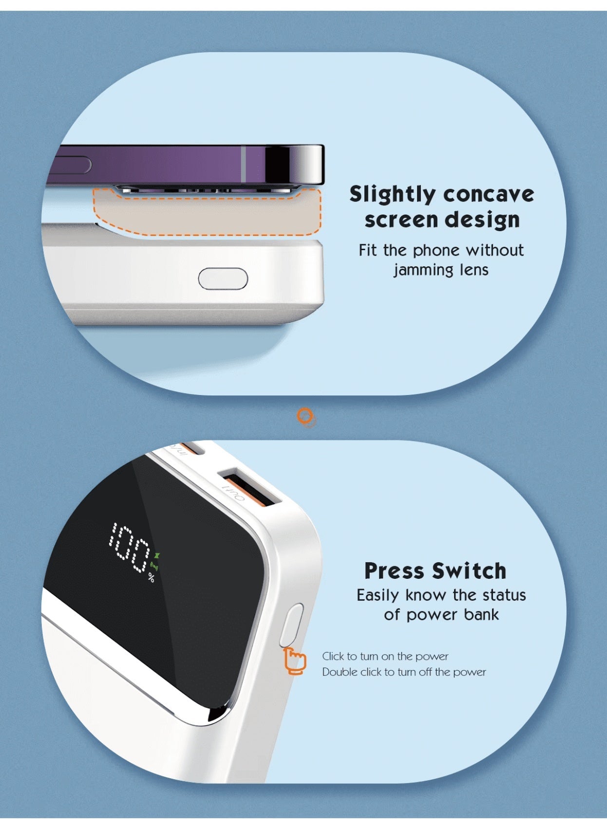 PQ12 10000mAh Magnetic Wireless Power Bank with 15W Wireless Charging, 22.5W Fast Charging Portable Battery Pack, USB-C 