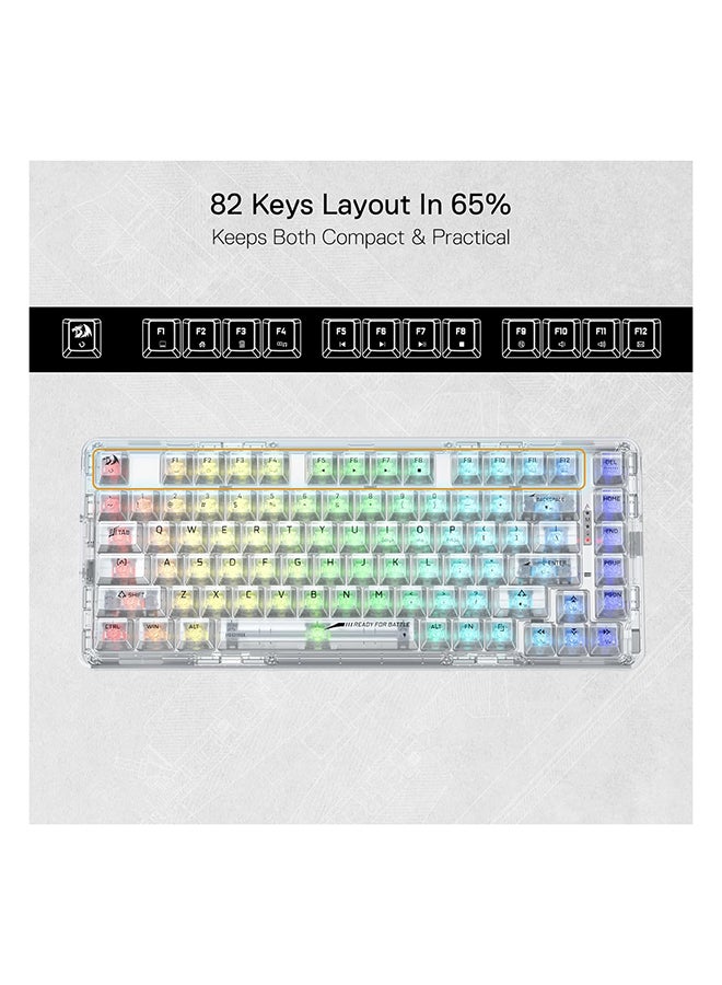 كيبورد جيمنج Redragon K649CT-RGB-PRO ميكانيكال شفاف أبيض