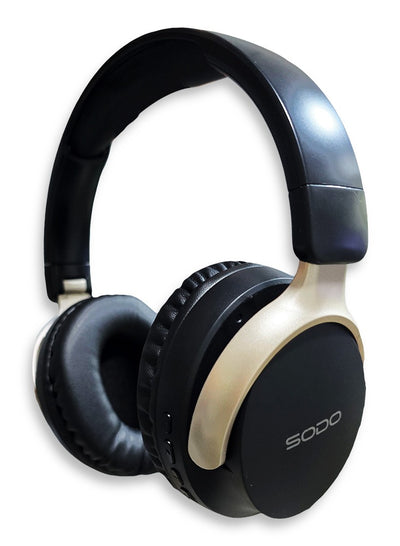 SODO Wireless Headphones with Active Canceling , 93 dB sensitivity and External Built In Microphone Walk and Talk , it's Support SD Card useing Bluetooth 5.0 technology for connectivity with a frequency response of 20Hz to 18kHz Model SD-1103 / Black