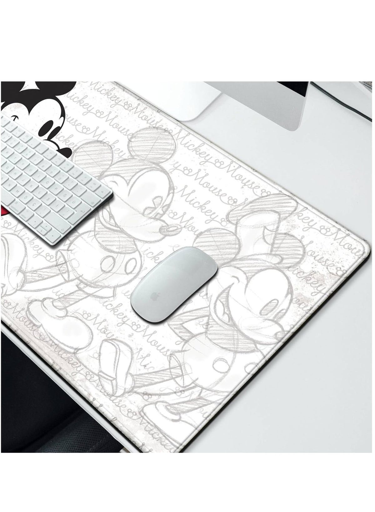 Cute Sketch Design Mouse Pad Stitched Edges Anti-Slip Rubber Mouse Pad Fun Table Mat for Gaming and Gifts (30cm x 70cm x