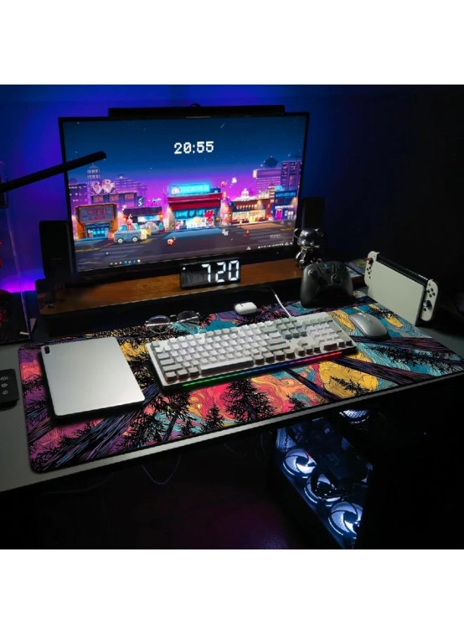 Starry Forest 1 Mouse Pad Extended Gaming Mouse Pad with Stitched Edges 70×30cm XL Desk Mat for Gaming, Office, Keyboard