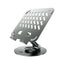 Foldable metal stand for iPad &amp; mobiles with stylish design, 360° rotation, ventilation for cooling, compact &amp; portable. Perfect for studying, working, or watching content anytime, anywhere.