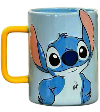 Stitch Ceramic Mug 450ml, Cute Cartoon Coffee Mug, Large Capacity Ceramic Tea Cup with Vibrant Character Design, Glossy 