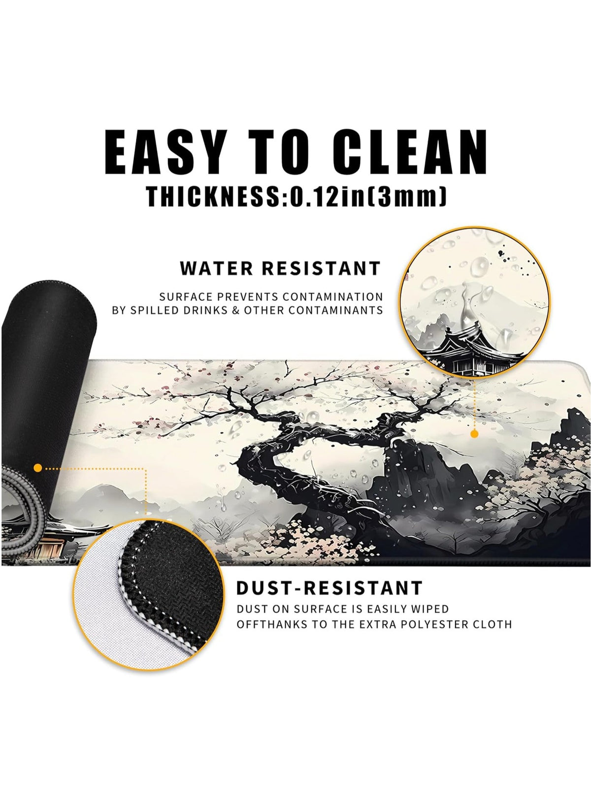 Japanese Desk Mat Cherry Blossom Large Mouse Pad Gaming Mousepad Extended XL Keyboard Mat Computer Laptop Mouse Desktop 