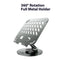 Foldable metal stand for iPad &amp; mobiles with stylish design, 360° rotation, ventilation for cooling, compact &amp; portable. Perfect for studying, working, or watching content anytime, anywhere.