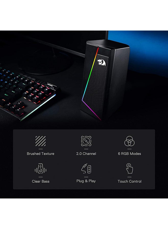 سماعات للكمبيوتر Redragon GS520 Anvil ستيريو بإضاءة RGB أسود