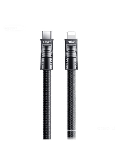 C28 Type-C to Lightning 30W Fast Charging Lanyard Cable, 0.3m Zinc Alloy Braided Design with 480Mbps Data Transfer, Dura