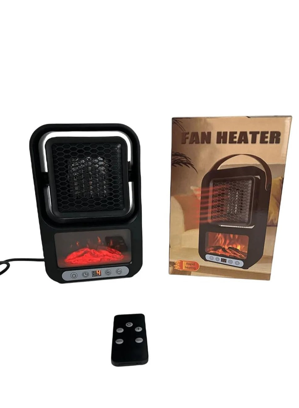 JAMAKY Portable Electric Heater With Italian technology , 180° Rotating Heater, Electric Heater with Remote Control, Decorative Heater for Home Office with Interior Light and Leather Handle, Hot Air Diffuser with Timer - Remote control comfort