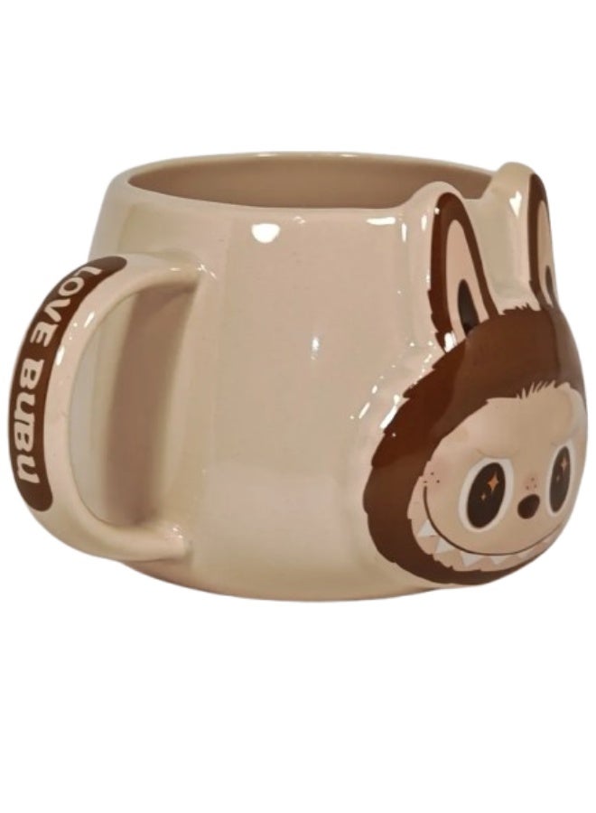 Labubu Ceramic Mug 350ml, Cute Cartoon Coffee Mug, Large Capacity Ceramic Tea Cup with Vibrant Character Design, Glossy 