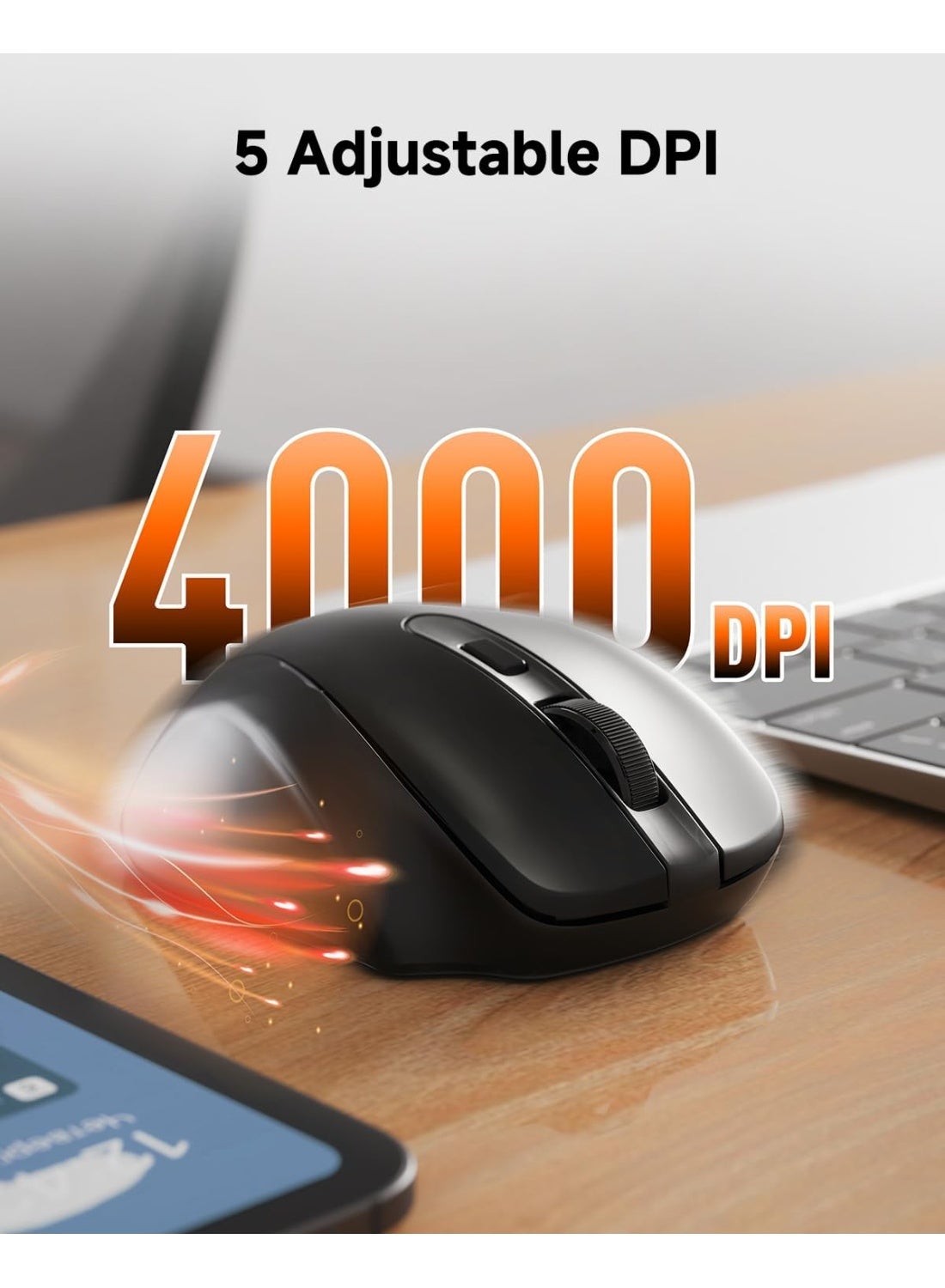 ماوس مكتبي Redragon BM-4091-Pro Wireless بلوتوث ودقة 4000 DPI أسود