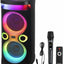 V-2870 Double 8-Inch Portable Bluetooth Party Speaker, Rechargeable Battery, Powerful Bass, LED Flame Lights, Karaoke Mi