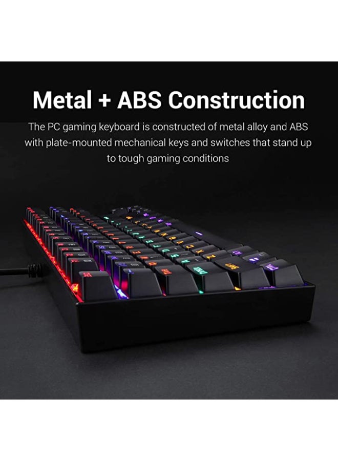 كيبورد جيمنج Redragon K552-KR Rainbow ميكانيكال بمفاتيح Outemu Red أسود