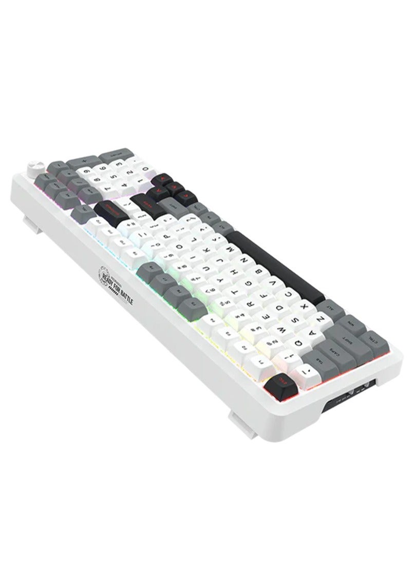 كيبورد جيمنج Redragon K688WGL-RGB-PRO ميكانيكال 98 مفتاح أبيض وأسود