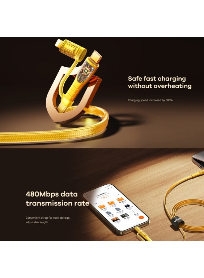 2 in 1 Prime Series Fast Charging Cable 60W, Zinc Alloy, 1.2M, Type-C Braided Data Cable, 480Mbps Transfer Speed, RC-C16