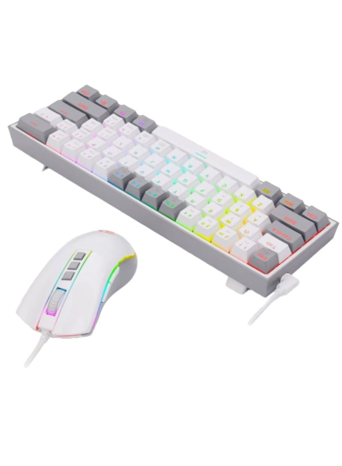 REDRAGON Wired Combination RD-S131 60% Wired Mechanical Keyboard with Wired Gaming Mouse, (White-Grey) / (RGB)