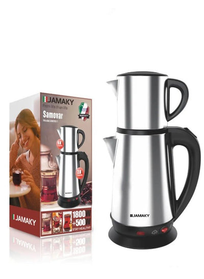 Electric Double kettle with Italian technology (0.8L - 500W), (2L - 1800W) High stainless steel housing ,Samovar JMK9511