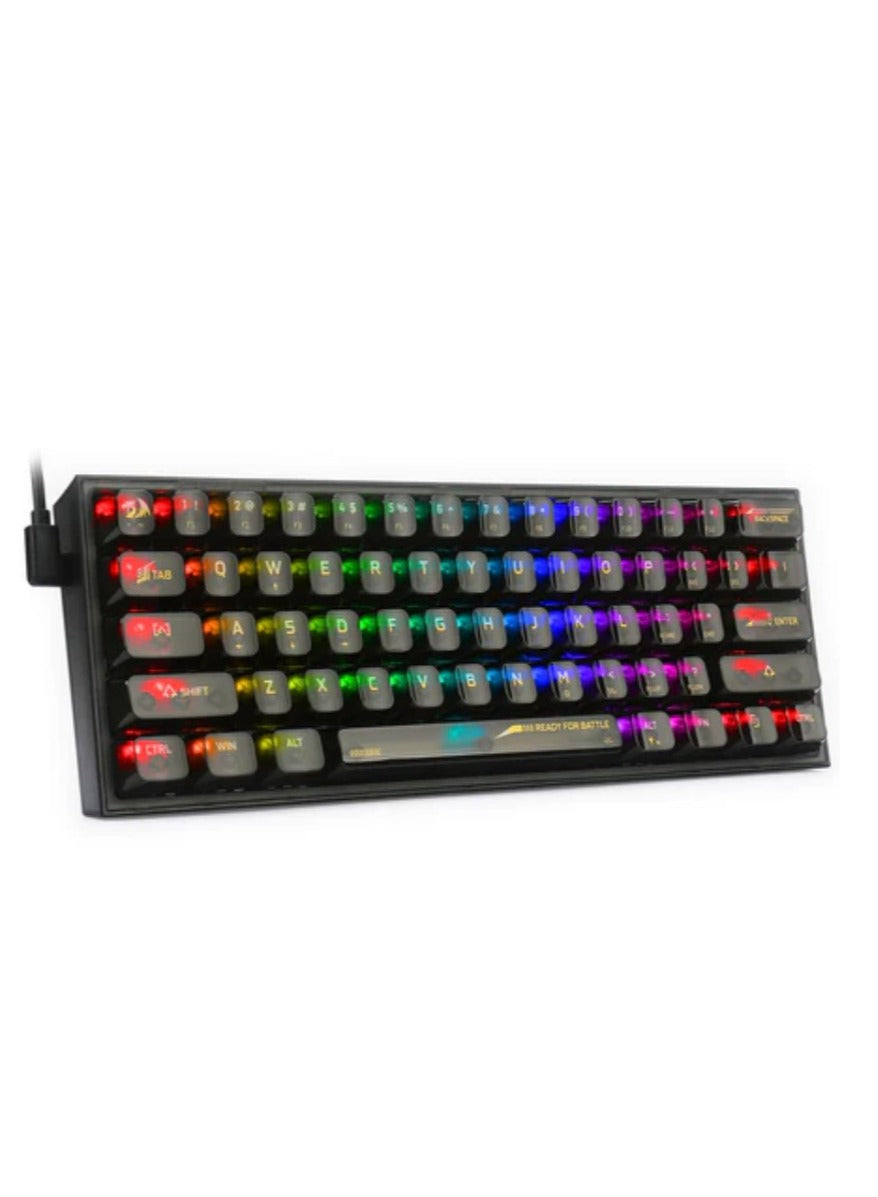 REDRAGON K617CTB-RGB 60% Wired RGB Gaming Keyboard, 61 Keys Compact Full-Transparent Mechanical Keyboard