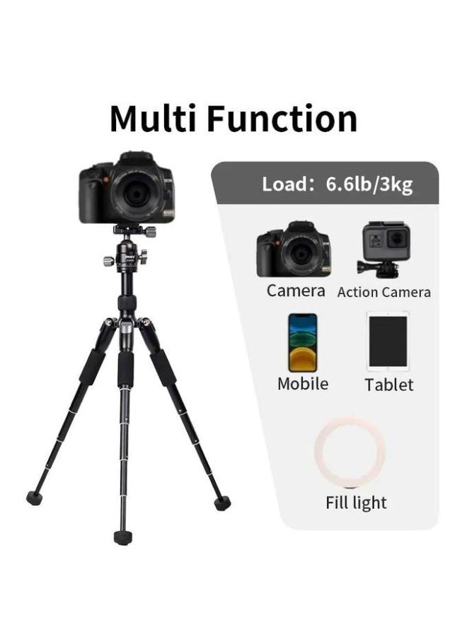 Professional Extendable Aluminum Tripod Stand KT25+H30 with Adjustable 5 Sections, Max Height 51.5cm, Portable & Sturdy 
