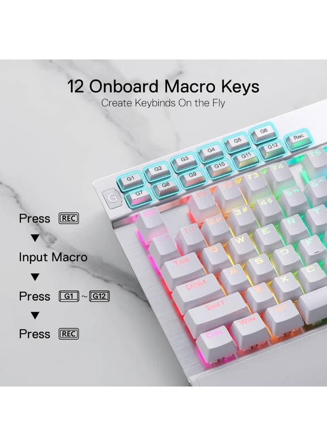 كيبورد جيمنج Redragon K550-1 ميكانيكال بمفاتيح بنية أبيض