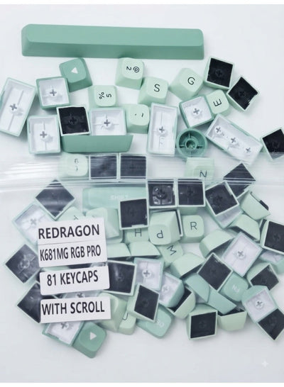 K681MG RGB PRO 81 Keys Replacement Keycaps Set with Scroll, Black and Gray Keycaps for Mechanical Keyboard, Custom Keyca