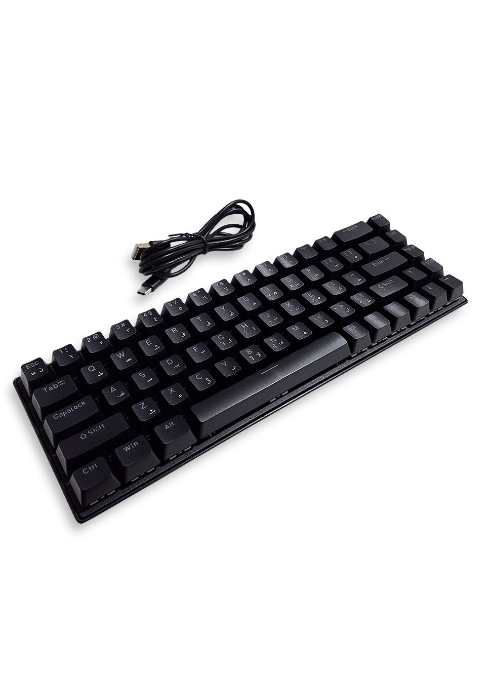 Wired Keyboard (RGB) with cable , type-c port , mechanical switch key , storage 32KB , 3 mood switch ( blue - black - red )