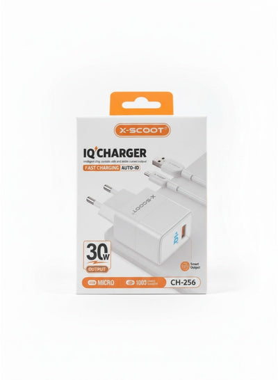 30W Fast Wall Charger with Micro USB Cable, Smart IQ Auto-ID Output, Heat-Resistant Safe Design, Universal Micro USB Com