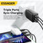 شاحن حائط ESSAGER G671A2CU GaN قوة 67W 3 منافذ QC4.0 أسود