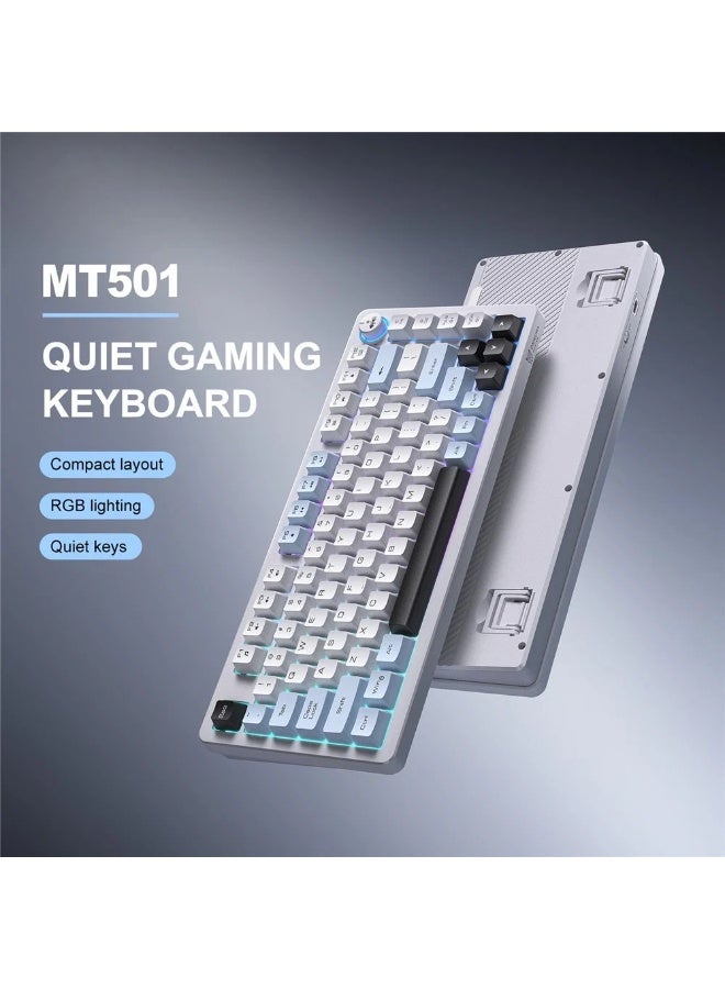 MT501 81-Key RGB Gaming Keyboard – 3-Mode USB-C, 2.4GHz & Bluetooth, 75% Compact Layout, English- Key Layout, Silent Mem