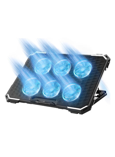 Standard Laptop Cooler Support ICE-06N With blue Led of fans - With rolling speeder , 2USB ports & 6 Levels ( 418*286*28 mm )