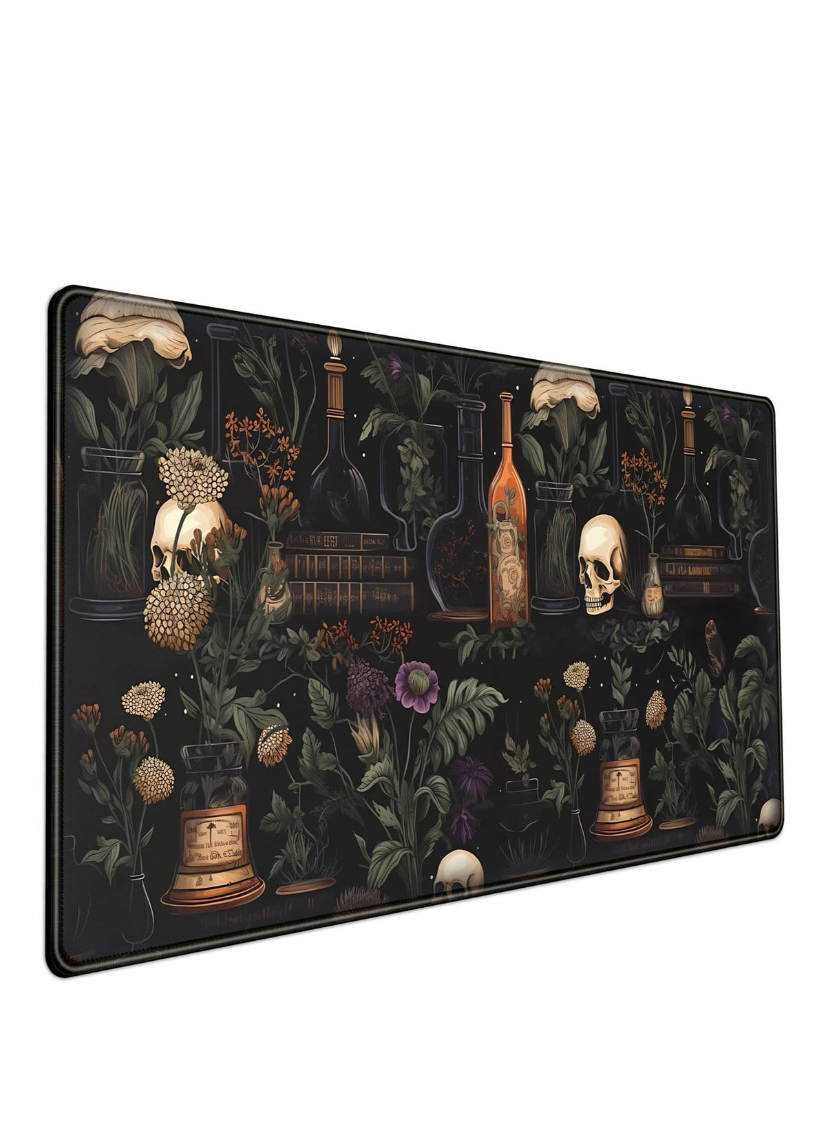 Vintage Aesthetic XL Extended Large Gaming Mouse Pad - Black Academia Mystical Green Plant Design - Computer Laptop Keyb