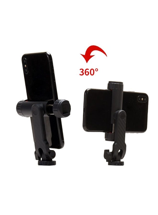 Mobile Phone Holder BH-05 with 2 Cold Shoe Ports , Lightweight and Durable ABS Design , Secure Mount for 55-90mm Width M