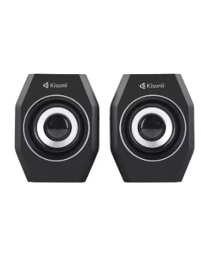 Kisonli Mini Laptop Speaker A-101S- Light USB Creative Mini Speaker for Tablet and Phone - Black